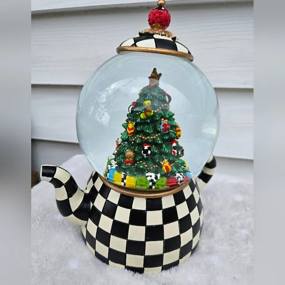 Mackenzie Childs Courtly Teapot Snow Globe Christmas Tree - Picture 5 of 9